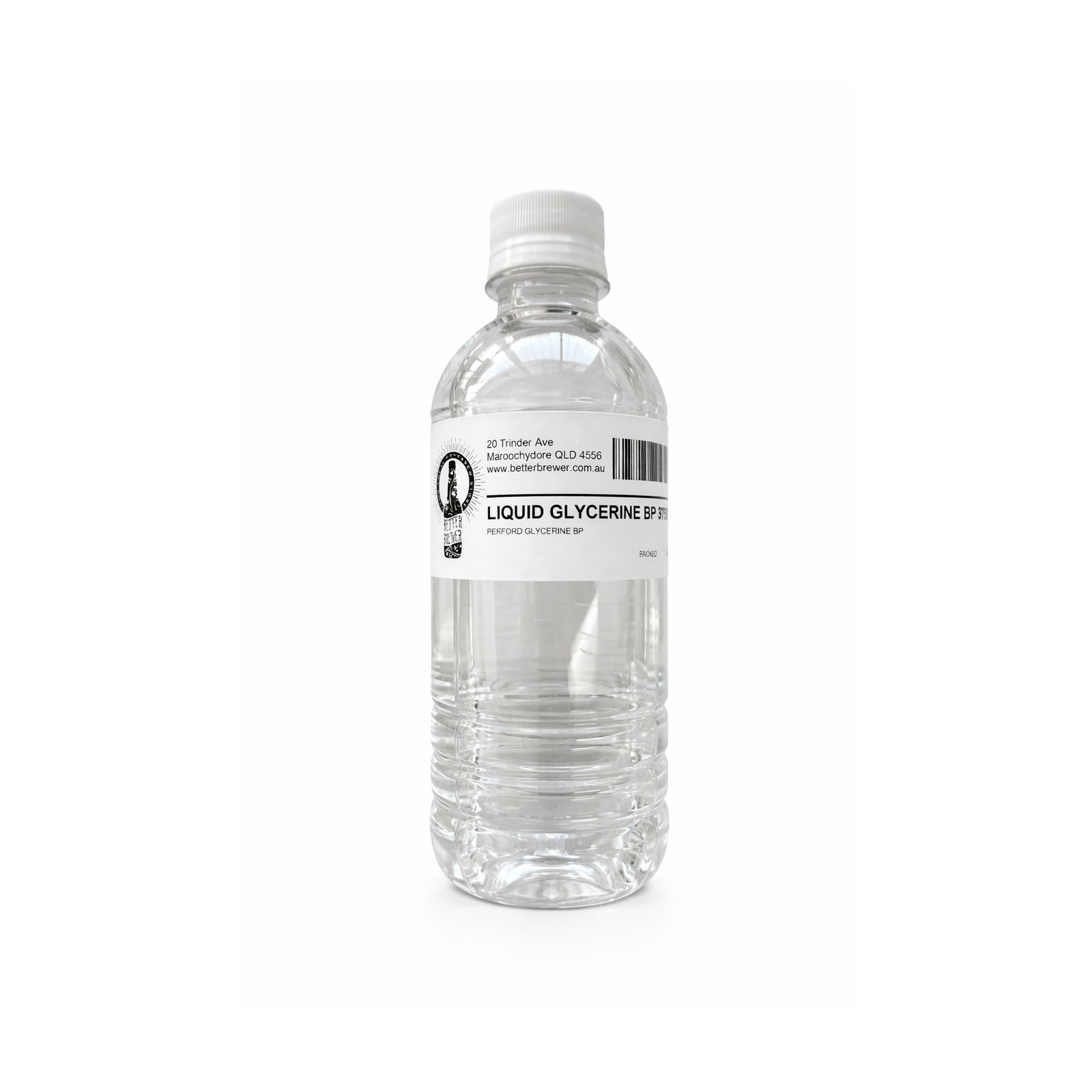 Liquid glycerine 375ml in a clear bottle.